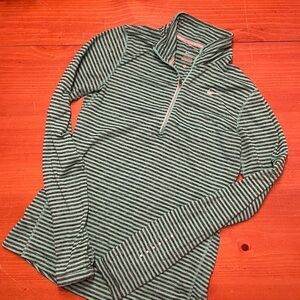 Nike Women's Green and Black Striped quarter zip